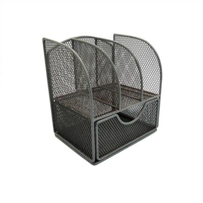 China Hot Selling Metal Wire Mesh Office Stationery Basket Metal Wire Storage Mesh Office Baskets Mesh File Rack for sale