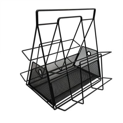 China Hot Selling Viable Metal Wire Mesh Office Stationery Basket With Handle Wire Mesh Wire Storage Desktop Basket for sale