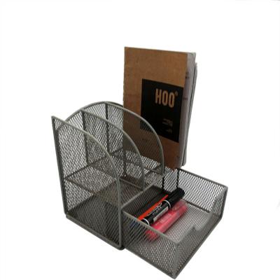 China New Minimalist Desktop Black Wire Space Saving Simplicity Fashiion Metal Mesh Universal Stationary Basket for sale