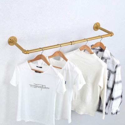 China Sustainable Vintage Industrial Pipe Clothing Rack Wall Mounted Retail Garment Display Rack Clothes Rack For Clothing Store for sale