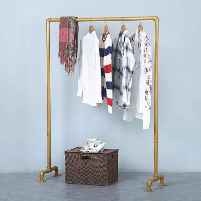 China Standing Rack 59in Industrial Vintage Apparel Retail PMMA Pipe Rolling Clothes Racks Portable And Commercial Garment for sale