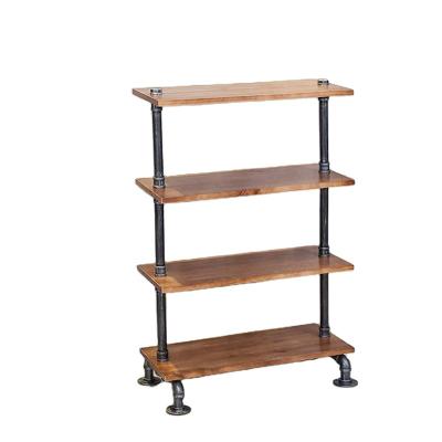 China Rustic Industrial Pipe 4-Tier Storage Display Rack for Home Retail Office, Bag/Shelf/Tool Rack for sale