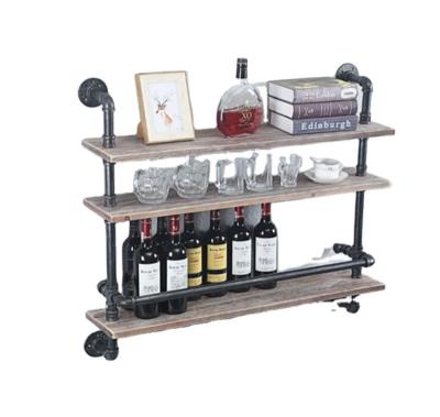 China Other Modern Home Wooden Double Wine Rack Bar Living Room Wall Mounted Wine Rack For Wall Shelf Home Decor for sale