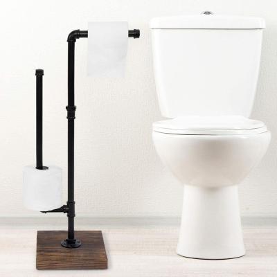 China Double Modern Toilet Stand Roll Tissue Paper Holder With Wall Mounted Mobile Phone Storage Shelf for sale