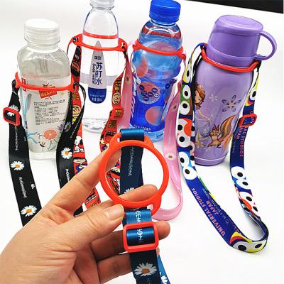 China High Quality Durable Custom Wine Beer Water Bottle Polyester Holder Neck Lanyard Strap With Clip for sale