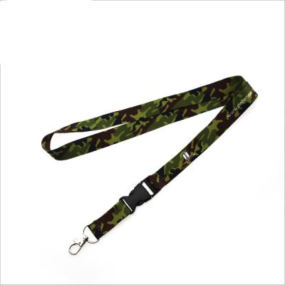 China Durable custom full color military heat transfer lanyard in soft polyester material with quick release buckle for sale