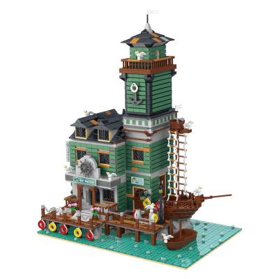 China Educational Legoing Toy Building Old Houseboat Restaurant Child Toy Education Brick Plastic Fishing Birthday Gift DIY for sale