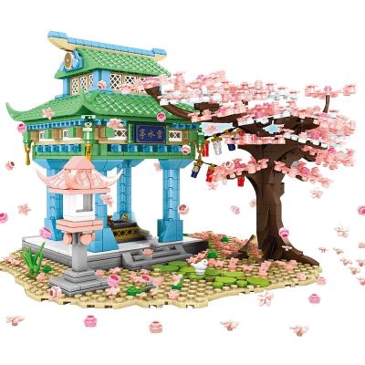 China Famous Building Toy Japanese Street View Sakura Building Blocks Brick Education Toy Girl Model Gifts for sale