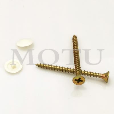 China Pan Zine Yellow Coarse Thread Double CSK Head Phillips Drive Chipboard Screws To Wood for sale