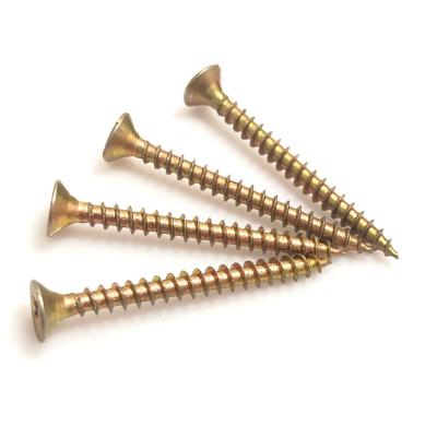 China Chipboard flat screw c1022a color zinc pozi drive high strength chioboard screw for sale