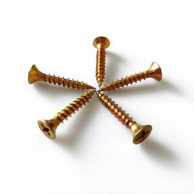 China CSK MOTU Wholesale Price Galvanized Yellow White Double CSK Head Chipboard Screws for sale