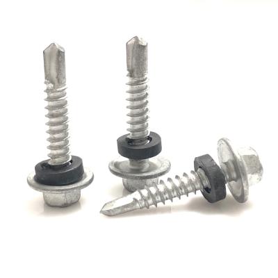 China Pan High Quality Dacromet Hex Full Head Thread Self Drilling Screws With EPDM Gasket for sale