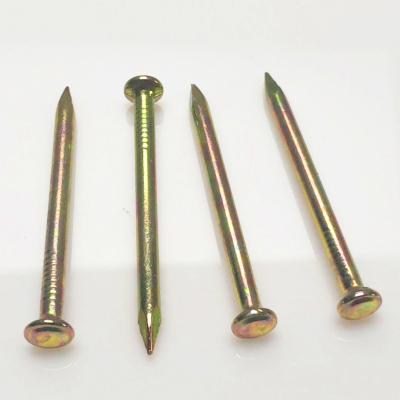 China Flat Yellow Zinc Coated Steel Round Head Nails Construction Wire Nail To Concrete for sale