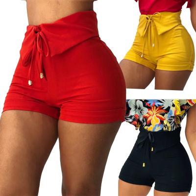 China wholesale Anti-wrinkle fashion summer shorts 2021 new for high waist women's casual women's drawstring ladies summer beach shorts for sale