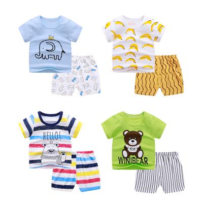 China Wholesale Cartoon Antibacterial Cotton Newborn Baby Boy Clothing Sets Summer Children Clothes T-shirt And Shorts Casual Baby Clothing Sets for sale