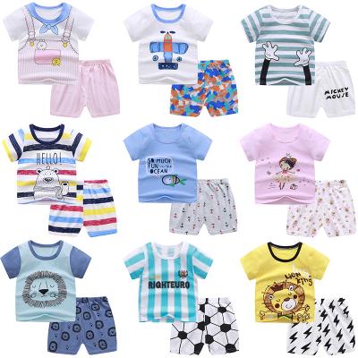 China Wholesale 2021 Summer 2PCS Kids Antibacterial Cheap Baby Clothes Sets For Boy And Girl 100% Cotton Shorts Sleeve Baby Clothing Sets for sale