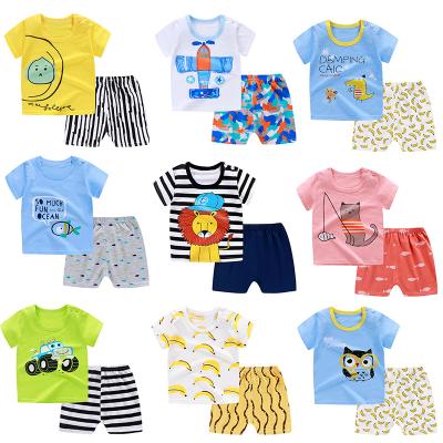 China 34 Colors Cheap Antibacterial Cartoon Toddler Infant Newborn Baby Clothes Sets Summer Boy Children Kids Clothes 100% Cotton Baby Clothes for sale