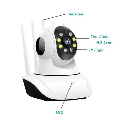 China Built-in Siren 1080P Auto Tracking Night Vision Wifi CCTV Yoosee Colorful Wireless IP PTZ Camera for sale