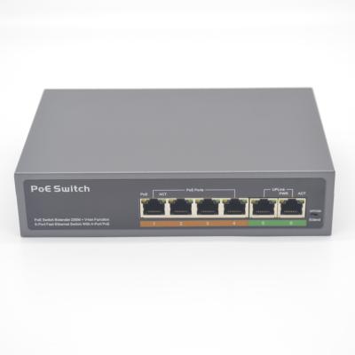 China POE PSE604EX V2.0 4 uplink poe+2 add 250M IEEE802 3af to poe switch 48v power 65W for sale