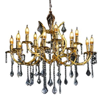 China 2021 New Style Iron Gold Silver Luxury Crystal Chandelier Living Room Ceiling Lamp For Event Decoration for sale