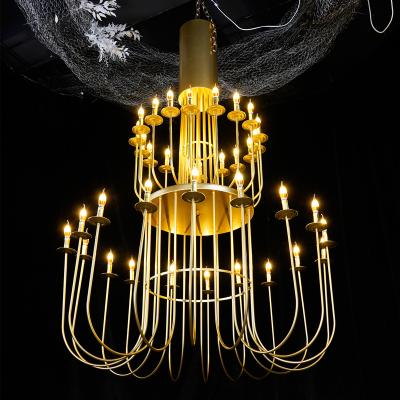 China New Style Luxury Modern Double Crystal Chandelier Lamp Platform For Wedding Event Decoration for sale