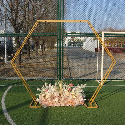 China Wedding Decoration Wedding Baby Party Venue Backdrop Flower Frame Hexagon Arch Backdrop for sale