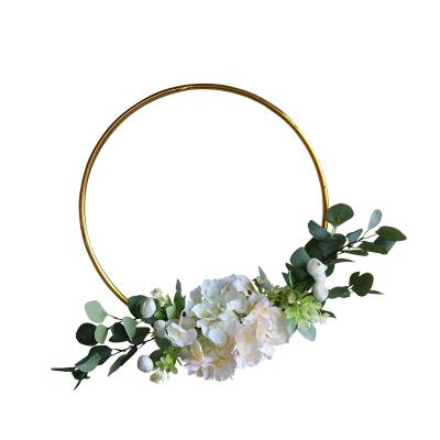 China Wedding Decoration Vine Wedding Party Metal Circle Frame Hanging Floral Flower Ring Wreath for sale