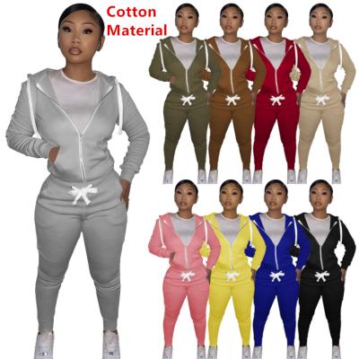 China 2021 Dropshipping New Arrival QUICK DRY women stacked tracksuit pants and hoodie set women sweatpants two piece set HR8195 for sale