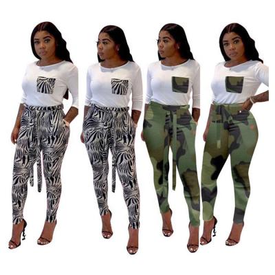 China Breathable Ready To Ship Womens Fall Track Suit Sets Ladies Leopard Camouflage Patchwork Tops Jogger Pants 2 Piece Sweat Sets For Woman for sale