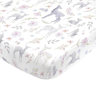 China Super soft and brethable floral nursery crib fitted sheet for sale