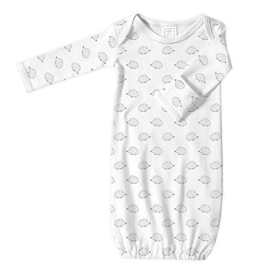 China Soft Baby Cotton Infant Dress with Mitten Foldover Cuffs, Tiny Hedgehogs, Black, Newborns for sale