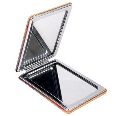 China Customizable Leather Magnifying Metal Colors And Pocket Makeup Mirror Glass Rectangle Compact Mirror for sale