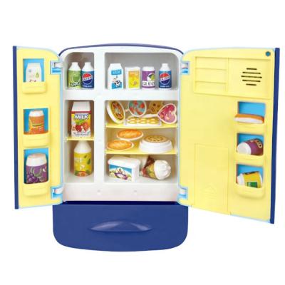 China Role Play Toys/Kitchen Toys Play Freezer Match Toy Fridge Cabinet Style Refrigerator Set Freezer with 23 Pieces of Food for Kids Kitchen Toy for sale