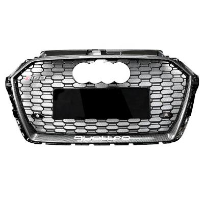 China RS3 Honeycomb Front Bumper Grill ABS For Audi A3 S3 8v.5 RS3 Honeycomb Grill Carbon Fiber Black With CRNA 2017 2018 2019 for sale