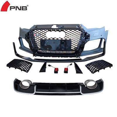 China RS3 front bumper plastic styling with grill and rear bumper for Audi A3 S3 2014 2015 2016 for sale