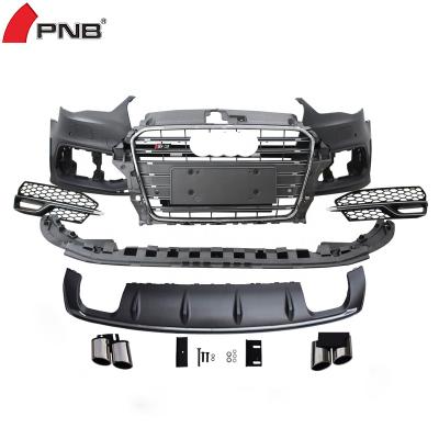 China Plastic Sedan or Hatchback S3 Front Bumper Style with Grill and Four Vents Rear Bumper for Audi A3 S3 2014 2015 2016 for sale