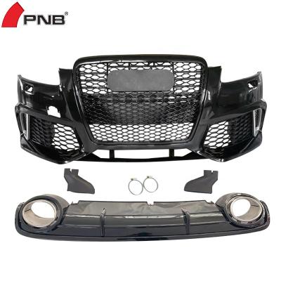 China Plastic Auto Front Bumper Facelift RS6 Style With Rear Grill Diffuser With Tailpipe For Audi A6 S6 2005 2006 2007 2008 2009 2010 2011 for sale