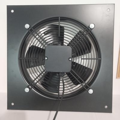 China Hotels AC High Power 110/220/380V Black Plate Wall Mounted Exhaust Fan With Square Plate Industrial Axial Fan for sale