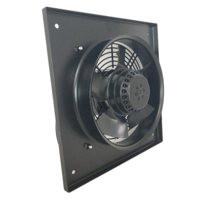 China Hotels High Power Black Plate Wall Mounted Exhaust Fan With Square Plate Industrial Axial Fan for sale