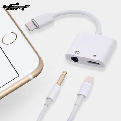 China Mobile Phone 2 in 1 to Light to Earphone Jack Aux Charging Cable 3.5mm Earphone Splitter for sale