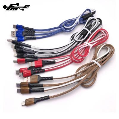 China Mobile Phone Fast Charging 3in 1 Multiple USB Cable Mobile Phone Braided Charger Cable For Type C for sale