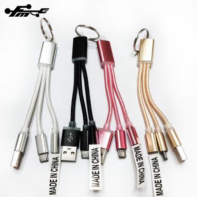 China Mobile Phone Shenzhen Factory Main Anchor Chain 3 in 1 Braided Charger USB Cable for sale