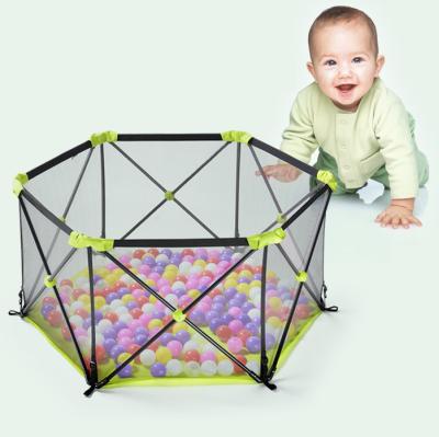 China Easy Install Mesh Dog Fence Wholesale Portable Foldable Travel Kids Baby Metal Indoor Outdoor Play Pen for sale