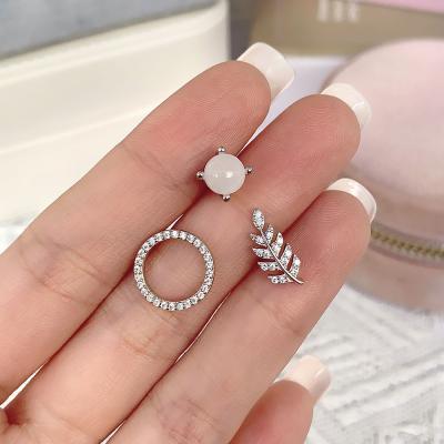 China S925 Trendy Fashion Earrings Jewelry Iced Out White Zircon Silver Earrings Set For Women for sale