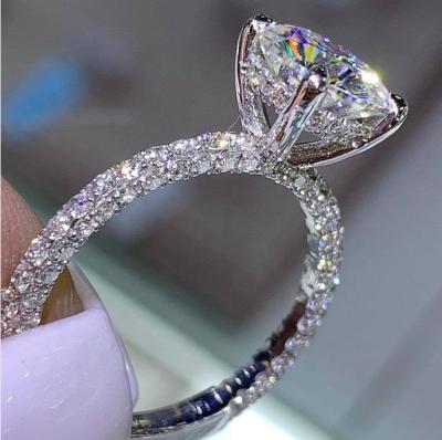 China CLASSIC Popular Jewelry 2021 Silver Zircon Ring Most 925 Bling Wedding Engagement Classic Diamond Rings For Women Girls for sale