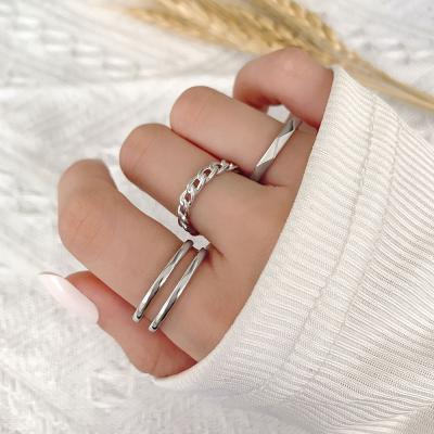 China 2022 New Fashion 925 Sterling Silver Charm Simple Geometric Shiny Women's Men's Ring for sale