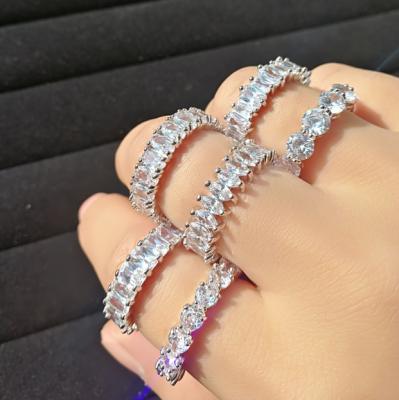 China New CLASSIC Fashion 925 Sterling Silver Bling Bling Diamond Ring For Women for sale