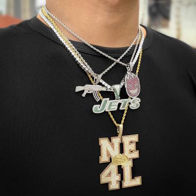 China Fashionable and beautiful exquisite appearance mosang diamond inlaid with letters 925 Sterling Silver Charm men's hip hop pendant necklace for sale