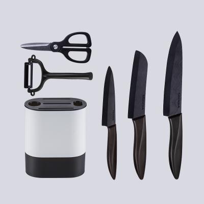 China Ceramic Kitchen Chef Knife Set 6 Inch Cutting 5 Inch Santoku 4.5 Fruit Cutter Peeler Food Scissors for sale