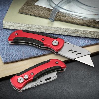 China Stainless Steel Blades Folding Utility Knife for Cutting Cardboard Boxes and Parcel for sale